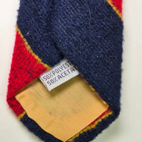 Vintage JC Penney Repp Tie Red Navy Gold Stripe Wide 70s Preppy Look 4” Wide - Picture 9 of 12